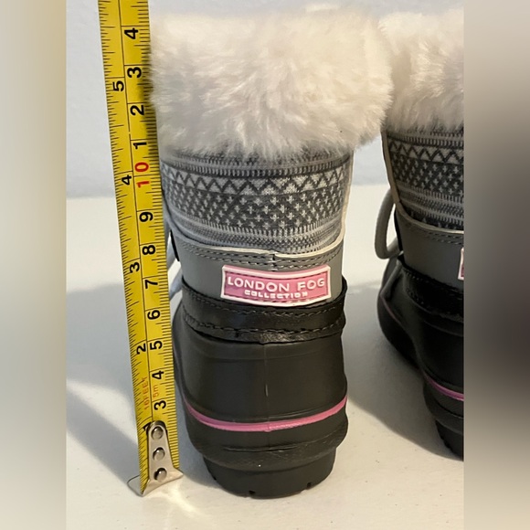 NWOT London Fog Pink and Gray Faux Fur Snow Boots for Girls Size C5 - Picture 7 of 8